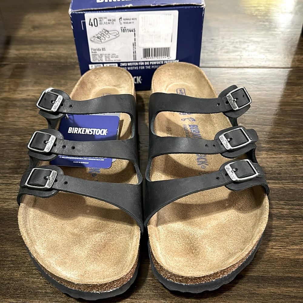BIRKENSTOCK Florida Softbed Black Size 40 or Women’s Size 9.5-10